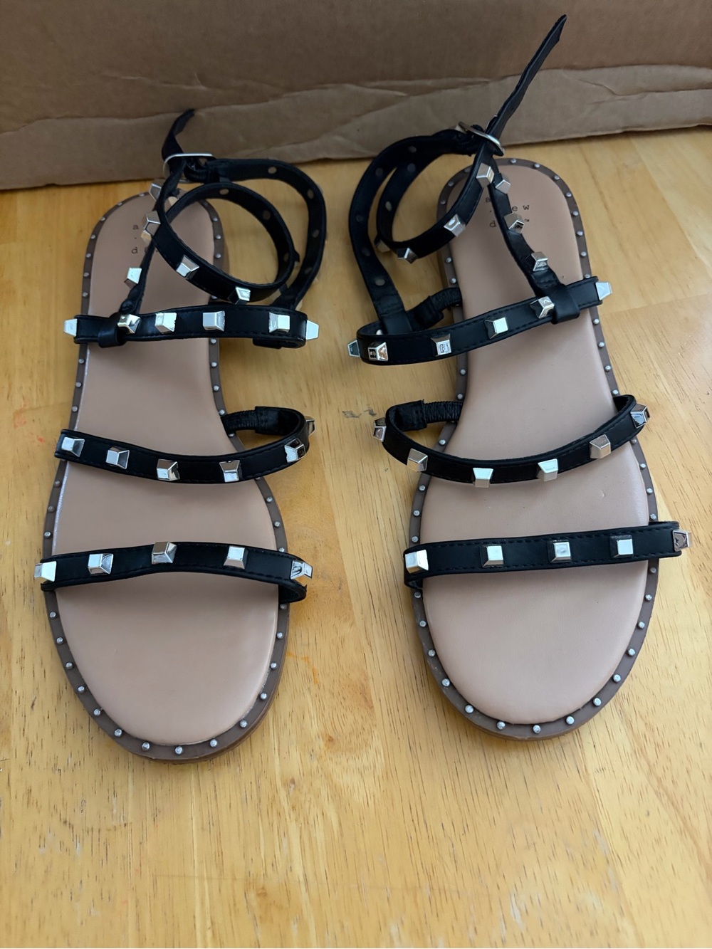 a new day Black Studded Gladiator Sandals